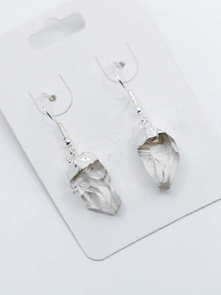 Clear Quartz Crystal Point Silver Earrings product image (1)