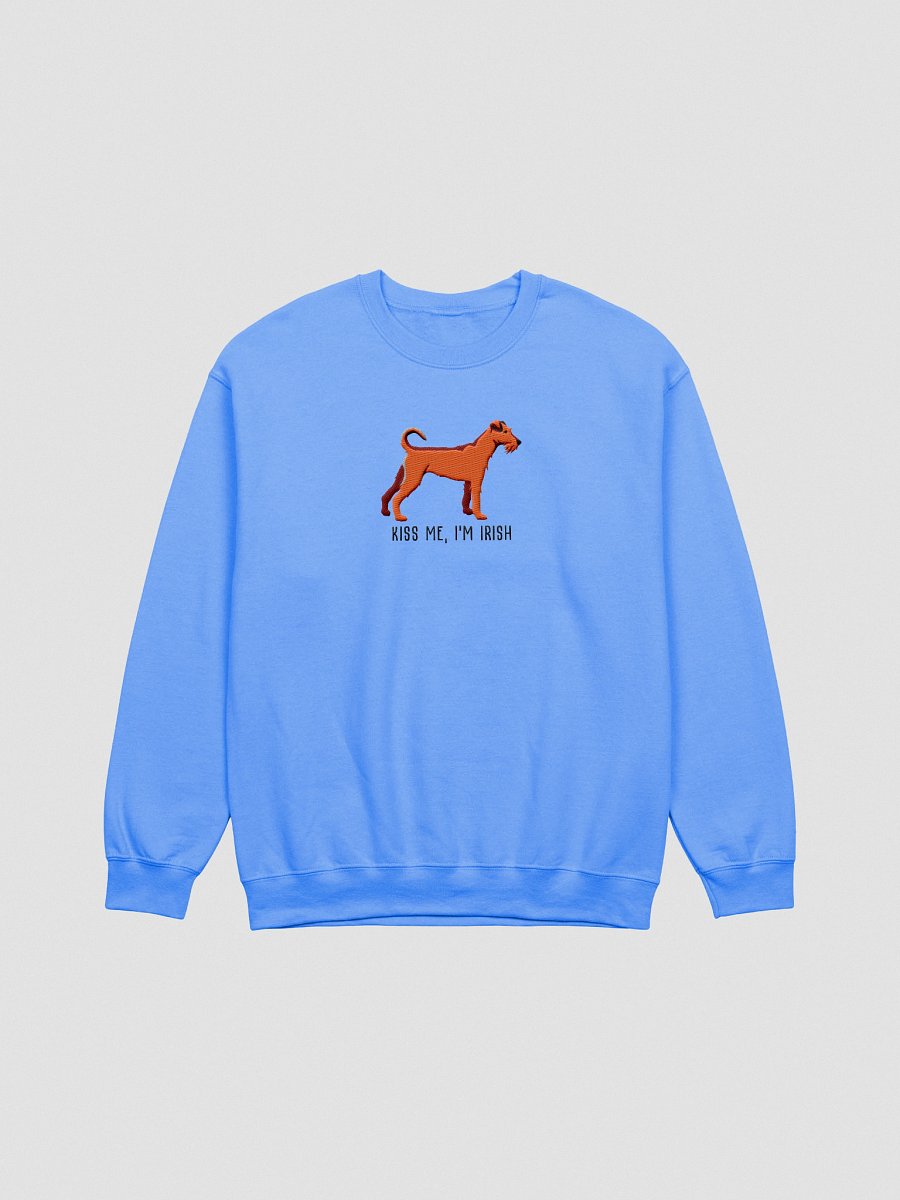 Kiss Me, I'm Irish Sweatshirt (Embroidered) of an Irish Terrier(Red) product image (7)