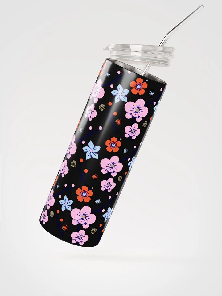 20 oz Stainless Steel Tumbler with straw, leak proof cup lid, Flora Fiesta Thermos cup for women, mug , portable Bottled water Bottle product image (2)