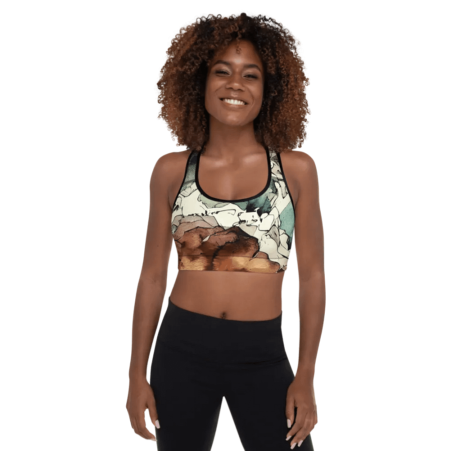 Beach Design - Green-White-Brown - All-Over Print Padded Sports Bra product image (3)