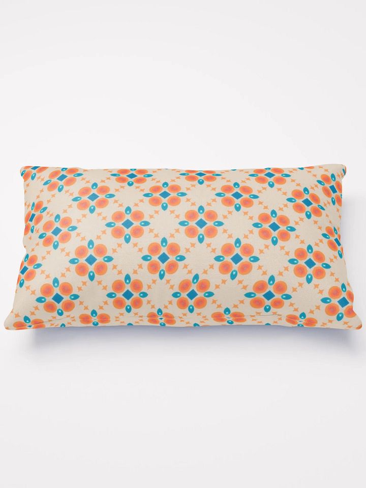 Cream Orange & Blue Diamond Floral Pillow product image (1)