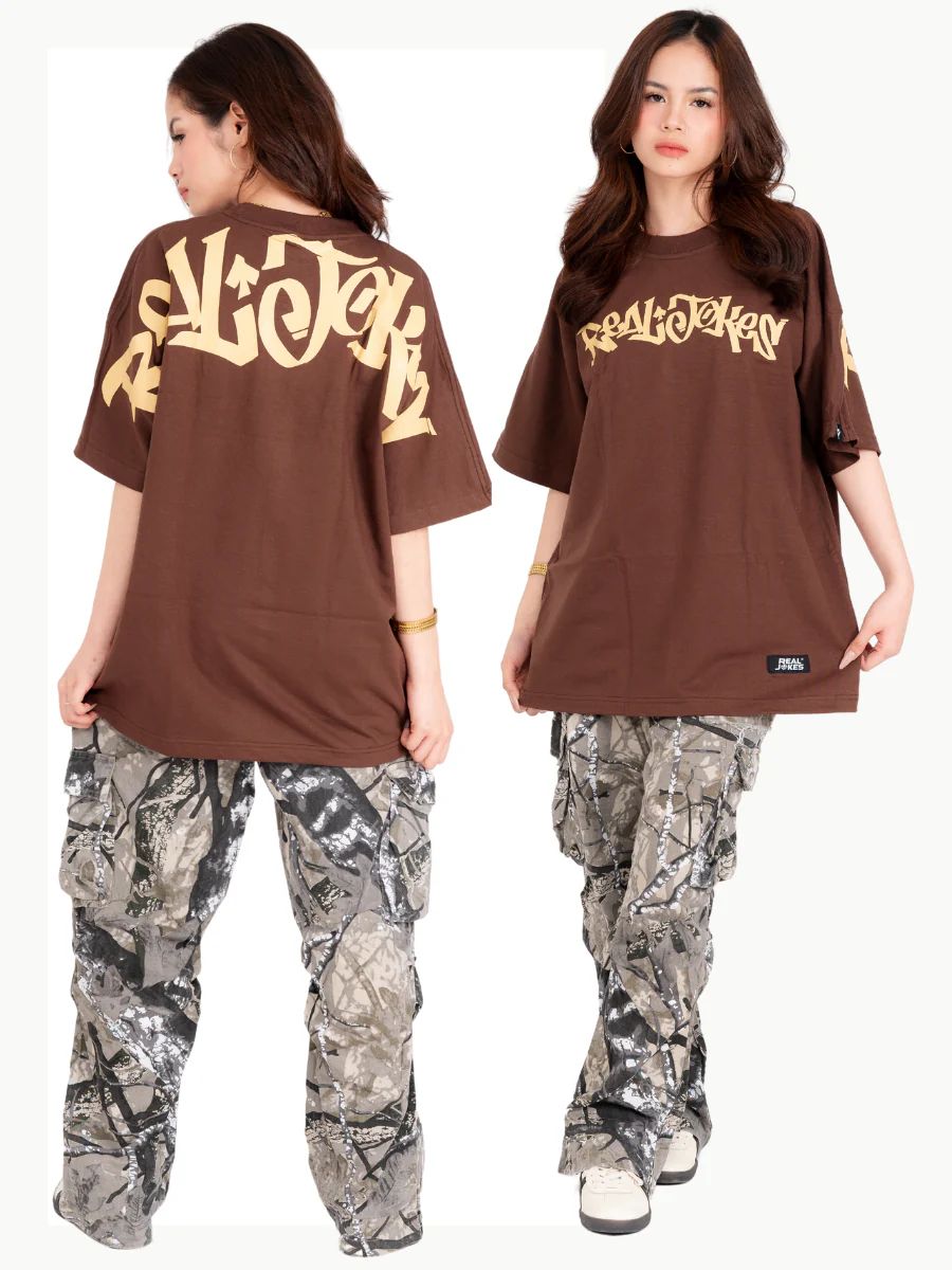 REAL JOKES STAMP - BROWN Oversized Unisex Tshirt product image (4)