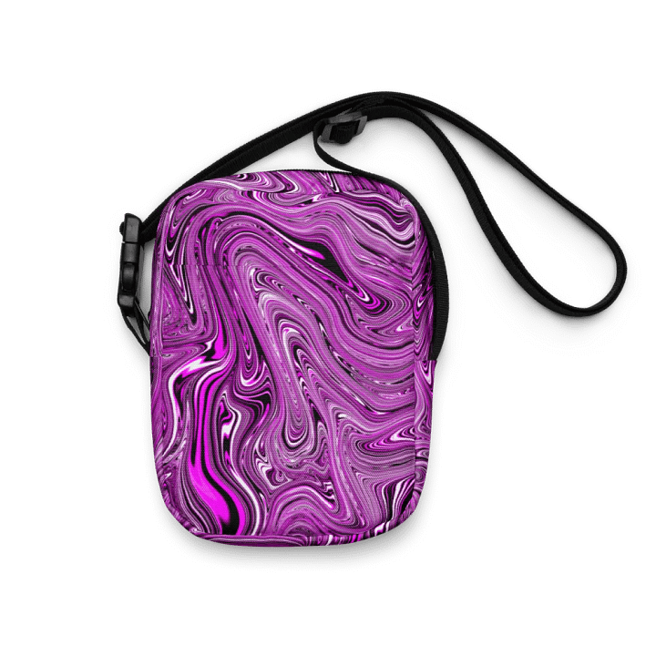 Utility Crossbody Bag - Purple and White Fluid Swirls product image (1)