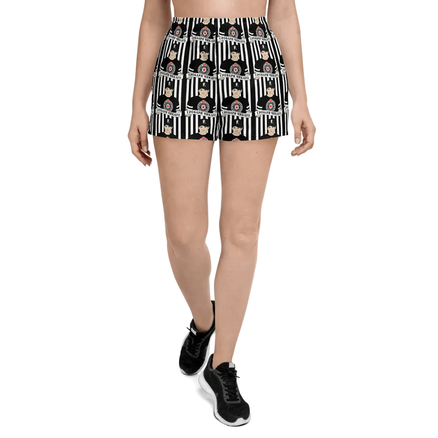 Grobari Čikago KK Partizan All-Over Print Women's Athletic Short Shorts product image (2)