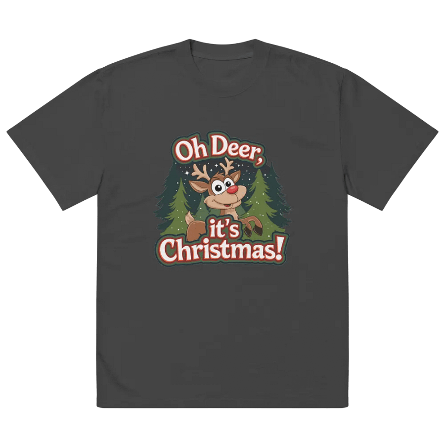 Cheerful Reindeer Christmas Oversized Tee product image (2)