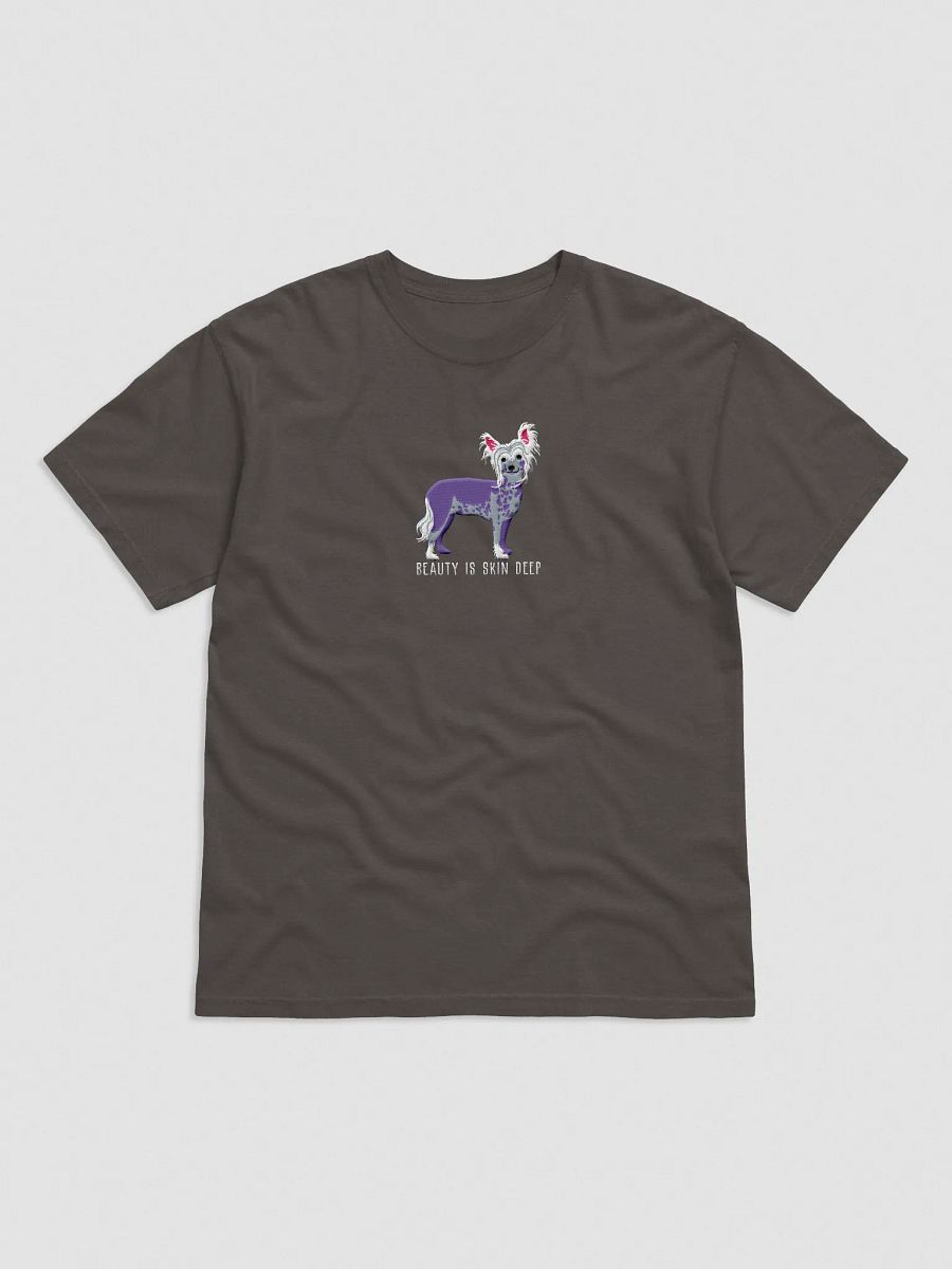 Beauty Is Skin Deep T-Shirt(Embroidered) of a Chinese Crested Dog product image (5)
