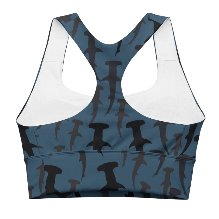 Hammerhead Sharks - Dark Ocean - Recycled Polyester - Longline Sports Bra product image (2)