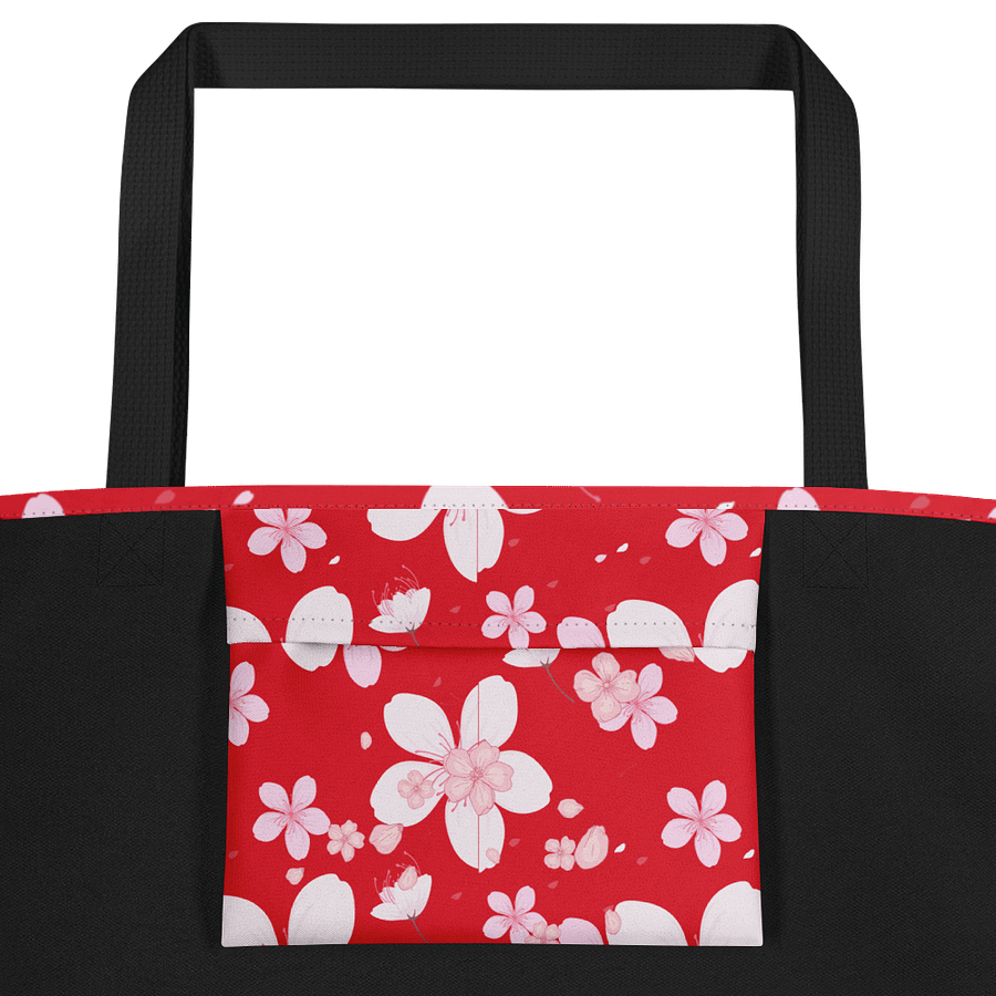 Cherry Blossom Bliss red Large Tote Bag product image (3)