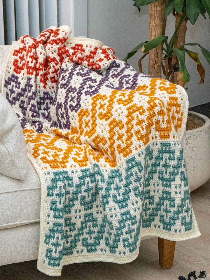 Wave Mosaic Crochet Blanket Video Pattern Tutorial + Tips and Tricks product image (1)