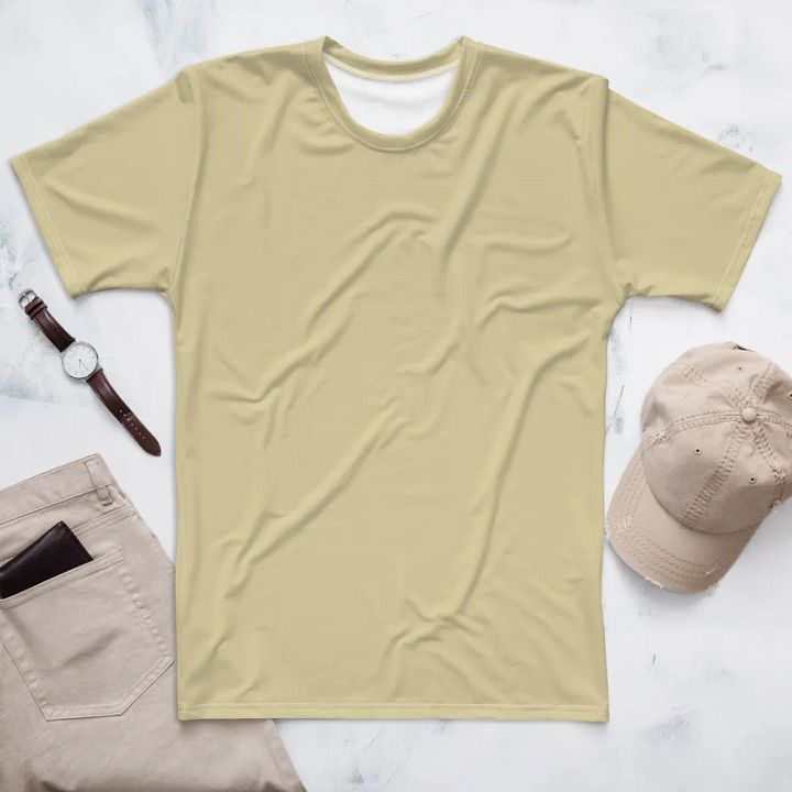 Plain Light Yellow Soft Summer Men's Crewneck Polyester Heavyweight Premium T-Shirt by Treasure Pie product image (1)
