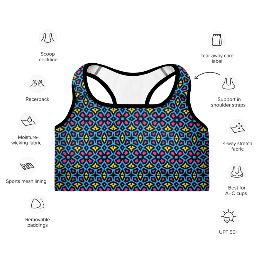 Pan Abstract (2) - Padded Sports Bra product image (7)