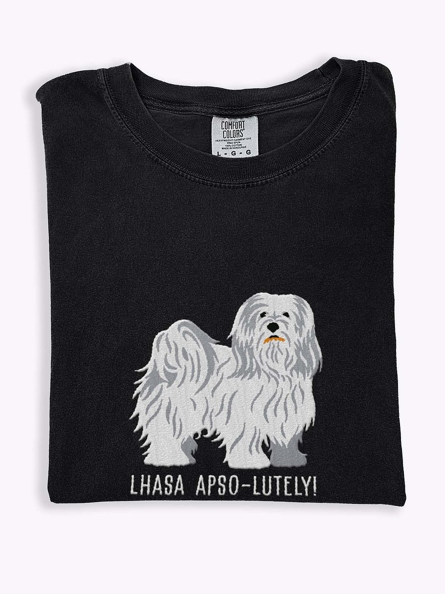 Lhasa Apso-lutely T-Shirt(Embroidered) of a Lhasa Apso(White) product image (1)