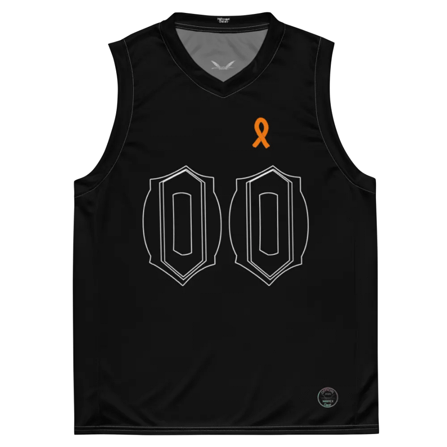 Cancer Awareness - Orange Ribbon - Black - Recycled Unisex Basketball Jersey - White HApex Gear White Logo product image (2)