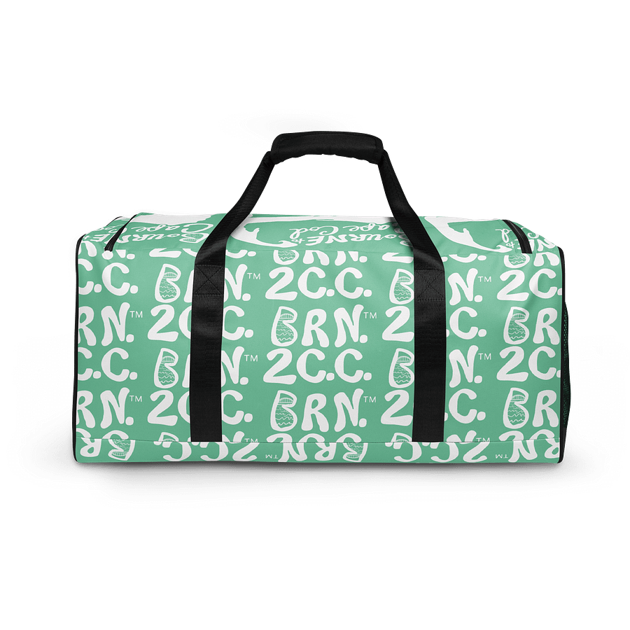 BOURNE to Cape Cod™ | Duffle Bag | BRN.2C.C.™ | Coastal Gym & Travel Gear | 22" All-Over Print Weekender | White Logos on Vista Blue Green product image (4)