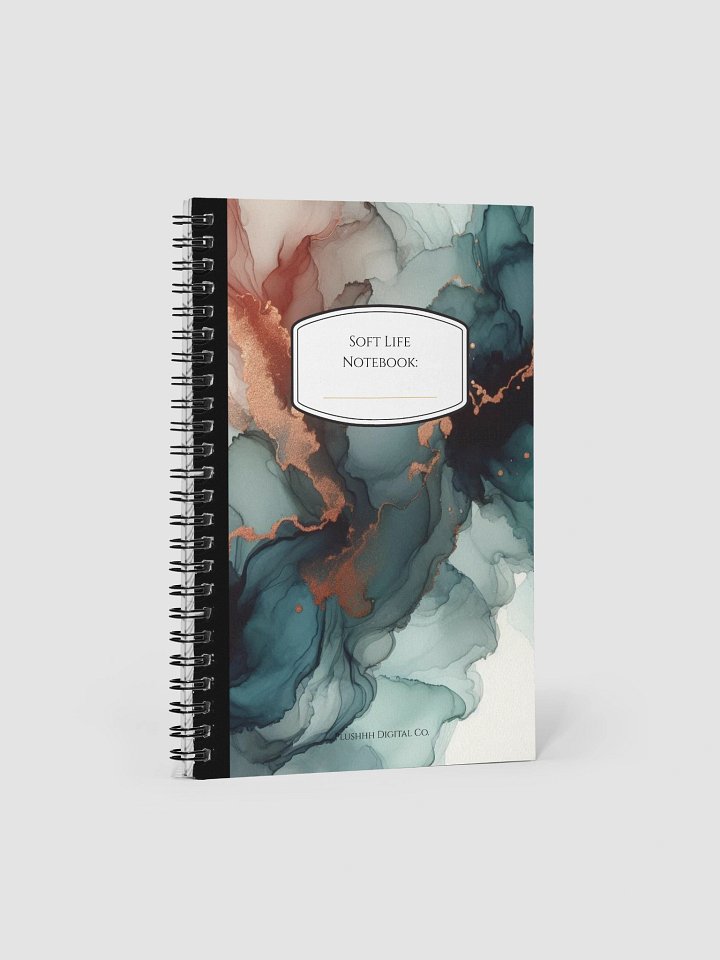 Soft Life Lined Notebook – Teal & Rust Abstract Marble Cover product image (1)