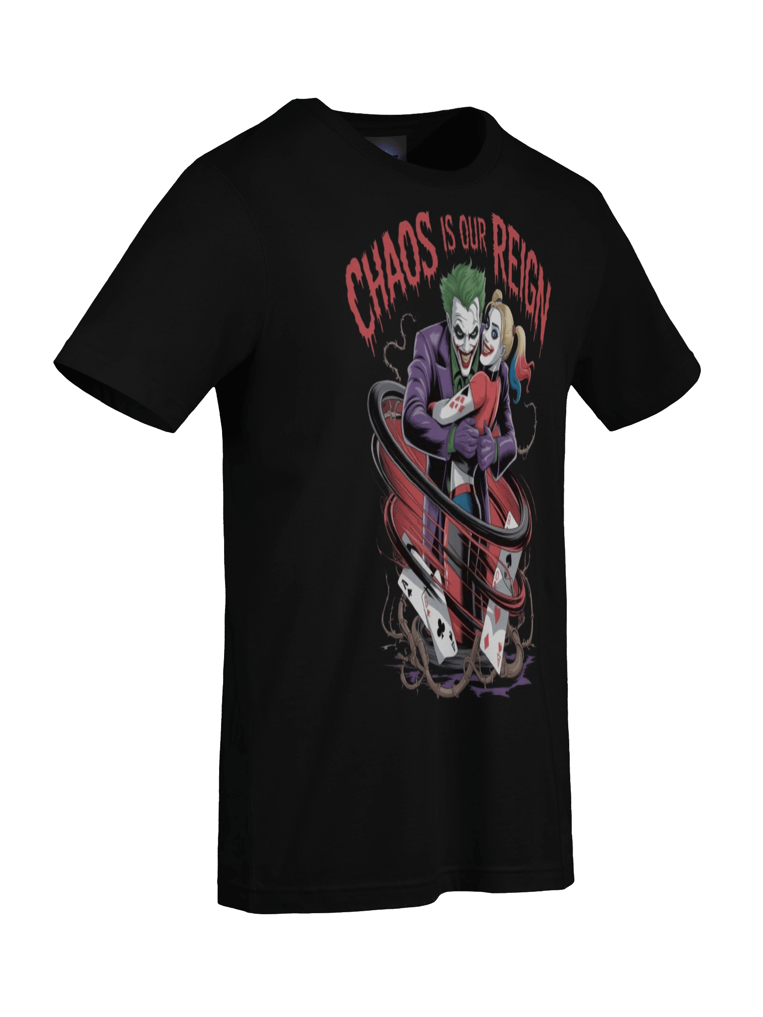 Chaos is Our Reign: Joker and Harley Quinn's Whirlwind Wager Graphic Tee product image (9)