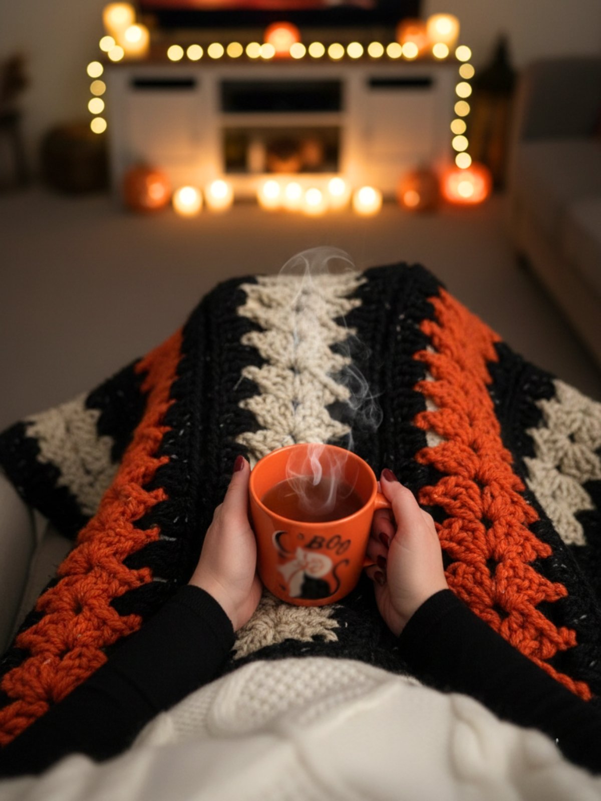Spooky Strips Mile-a-Minute Crochet Blanket Pattern | Easy Super Chunky Throw Blanket for Beginners | Halloween Afghan PDF product image (7)