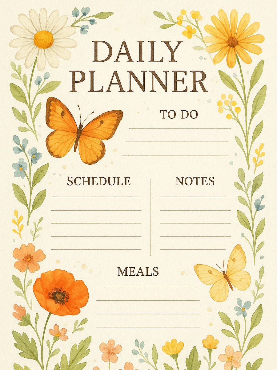 Printable Daily Planner Template – Minimalist PDF Download, Daily Schedule, To-Do List, Productivity Sheet, Goal Organizer product image (5)