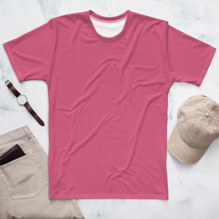 Plain Rosy Blush Pink Soft Summer Men's Crewneck Polyester Heavyweight Premium T-Shirt by Treasure Pie product image (1)