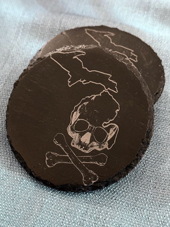 Michigan Skull & Crossbones Slate Coaster (4 pack) - Because Your Furniture Deserves a Pirate's Life (Yo Ho Ho!) product image (2)