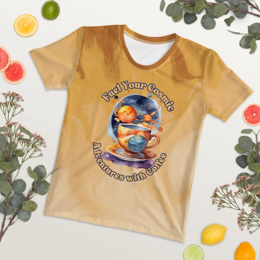 Fuel Your Cosmic Adventures with Coffee All Over Print T-shirt product image (7)