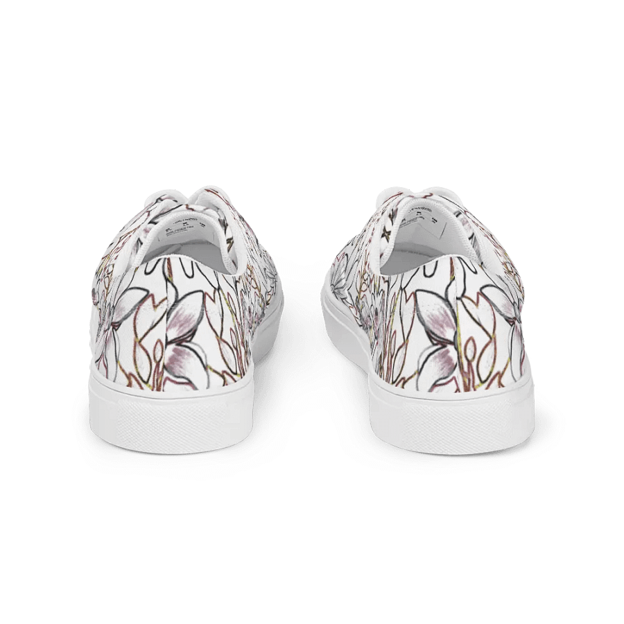 Line art White and Brown Floral/Women's Lace-Up Canvas Shoes by Allcolor product image (10)