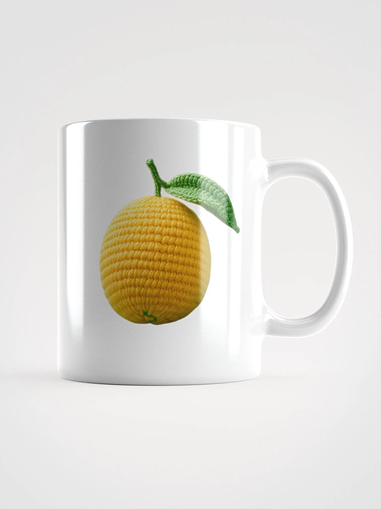 CozyAvocado White Glossy Mug Crochet Lemon #1 product image (1)