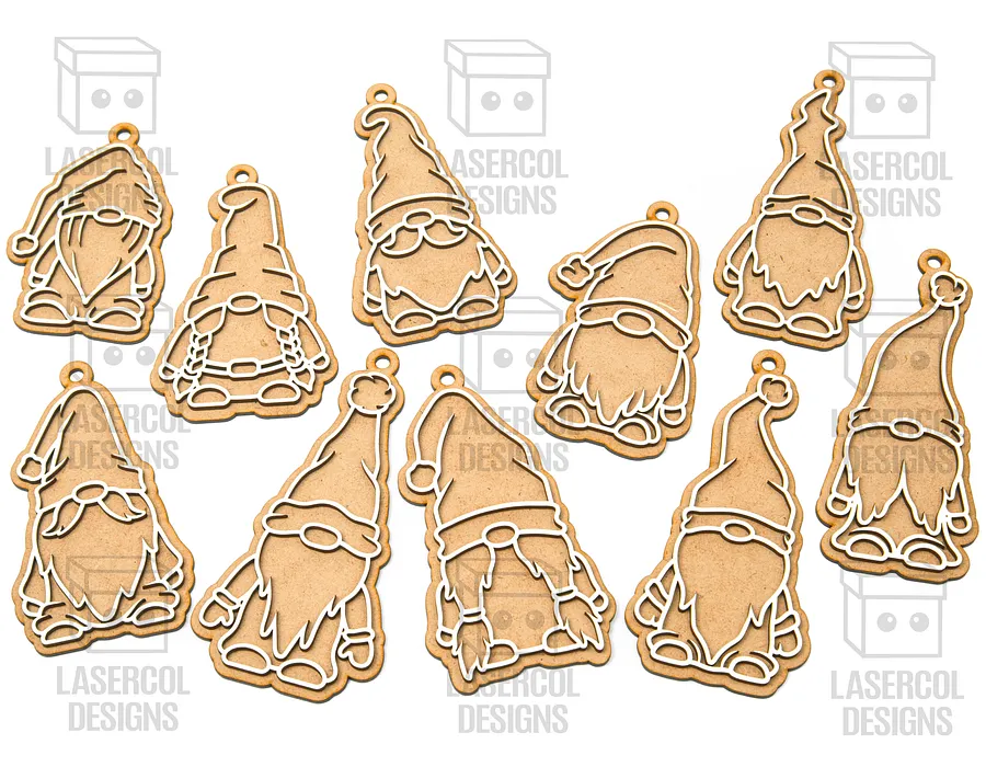 Gingerbread Gnomes Christmas Ornaments (10 Styles) - Laser Cut Files product image (2)