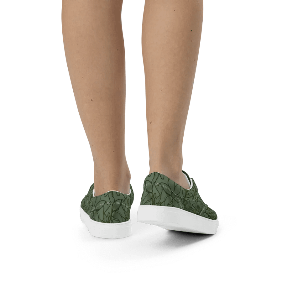 Line art Green and Dark green Floral/Women's Lace-Up Canvas Shoes by Allcolor product image (11)