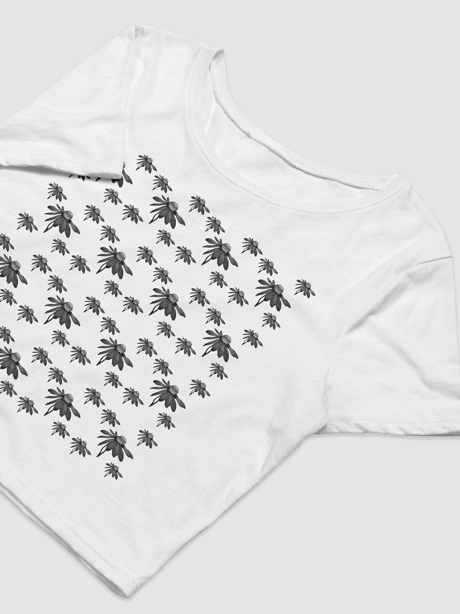 Abstract Dark Monochrome Cone Flower Repeating Pattern Women's Cropped T Shirt product image (6)