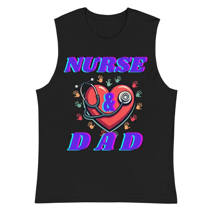 Nurse Dad Heart & Stethoscope Muscle Tank product image (3)