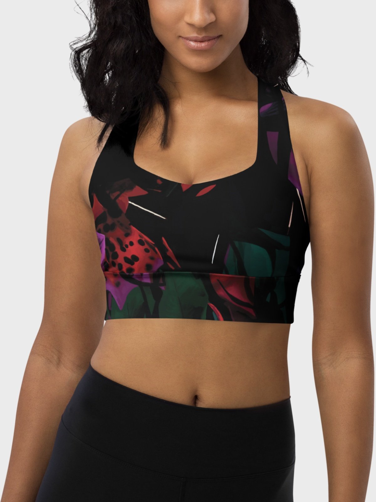 Hight Impact Sport Bra "Blosoom At Midnight" product image (3)