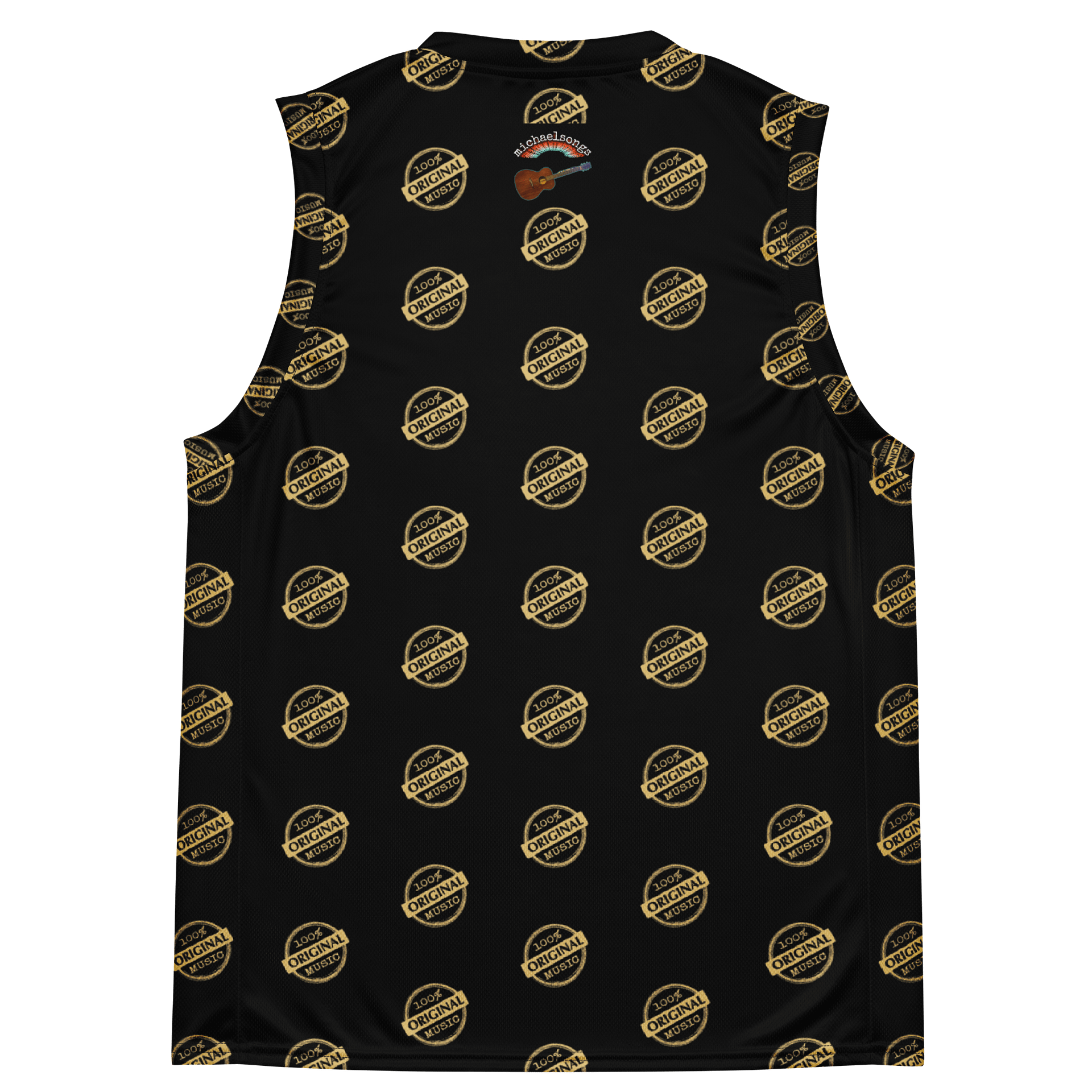 NEW!! sleeveless jersey with original music logo pattern - gold on black product image (4)