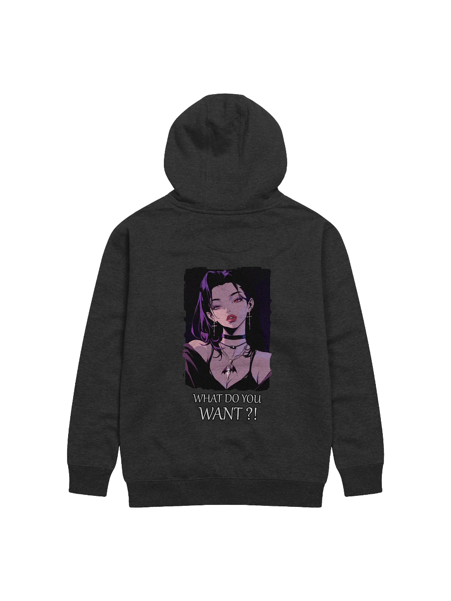 "What do you want ?!" Back Unisex Printed Hoodie. product image (2)