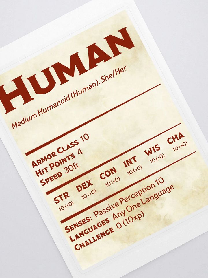 Human Statblock - She/Her product image (1)