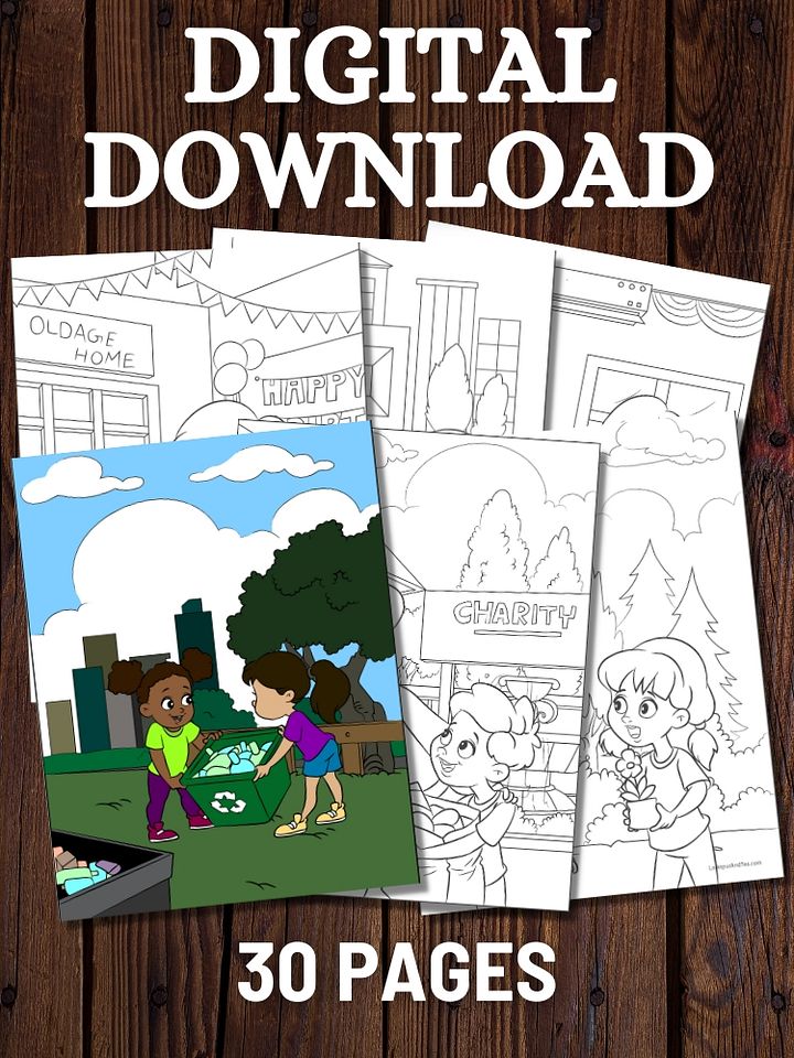 Kids Doing Community Service Printable Coloring Pages product image (1)