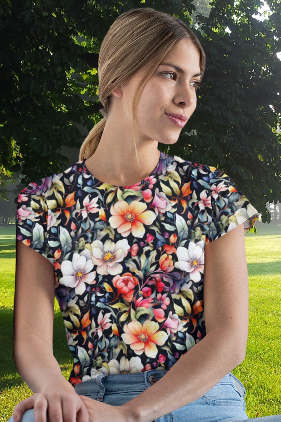 Floral Pattern All Over Print T-shirt product image (1)