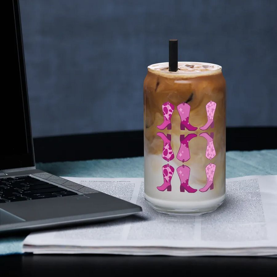 Pretty In Pink Boots Glass Cup product image (33)