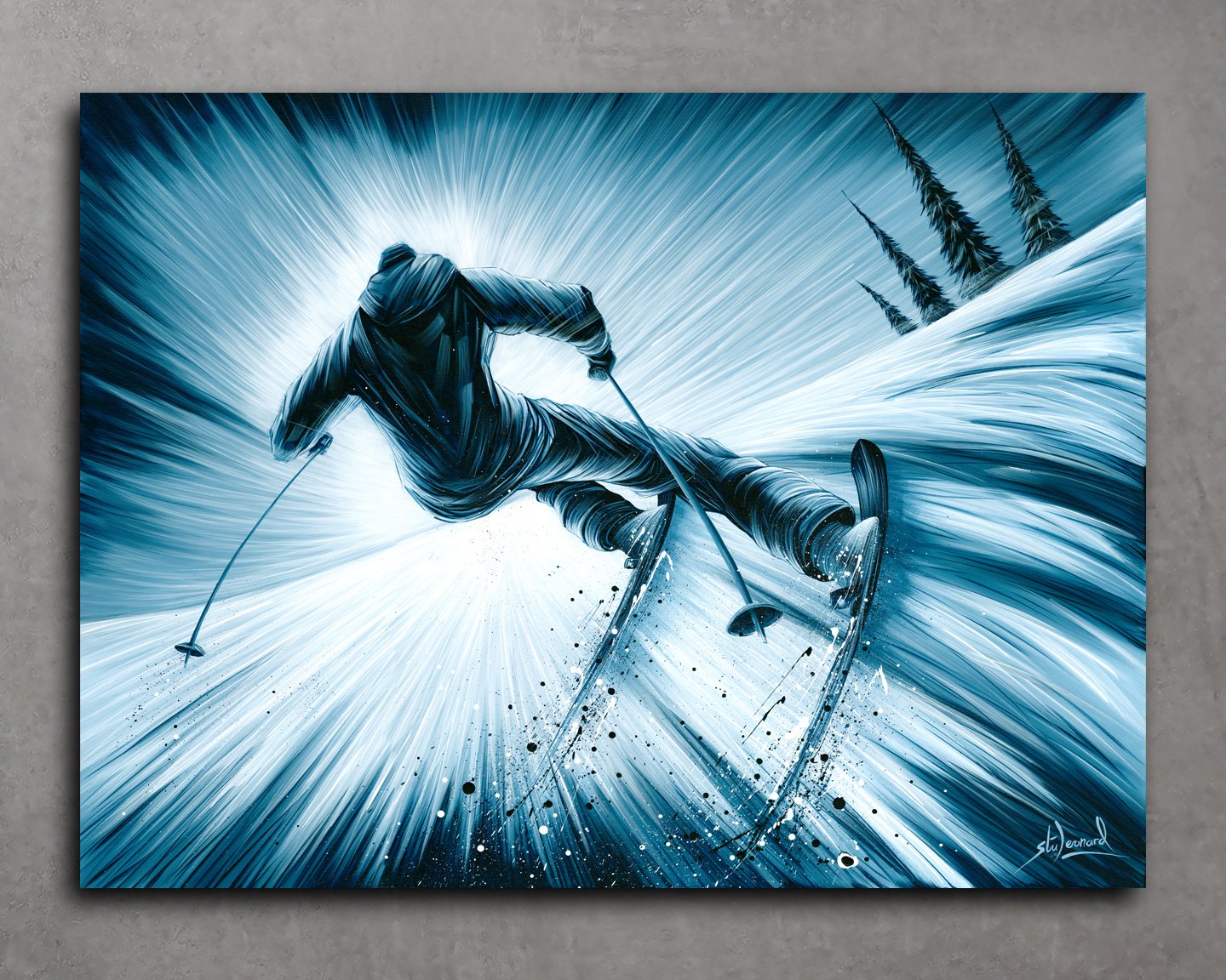 Skiing The Winter Light 2 - Original Painting product image (1)