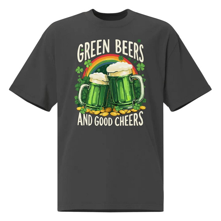 Green Beers and Good Cheers St. Patrick’s Day T-Shirt – Fun Irish Celebration Oversized Faded T-Shirt product image (1)