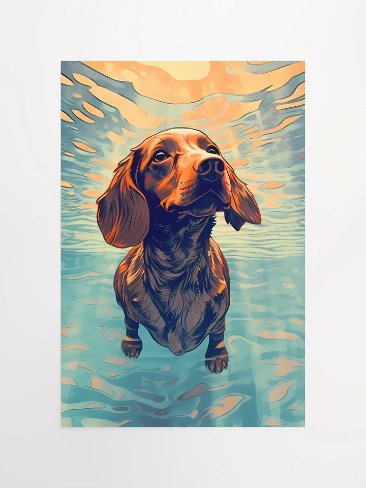 Red Dachshund Swimming Enjoying the Water Matte Poster product image (2)