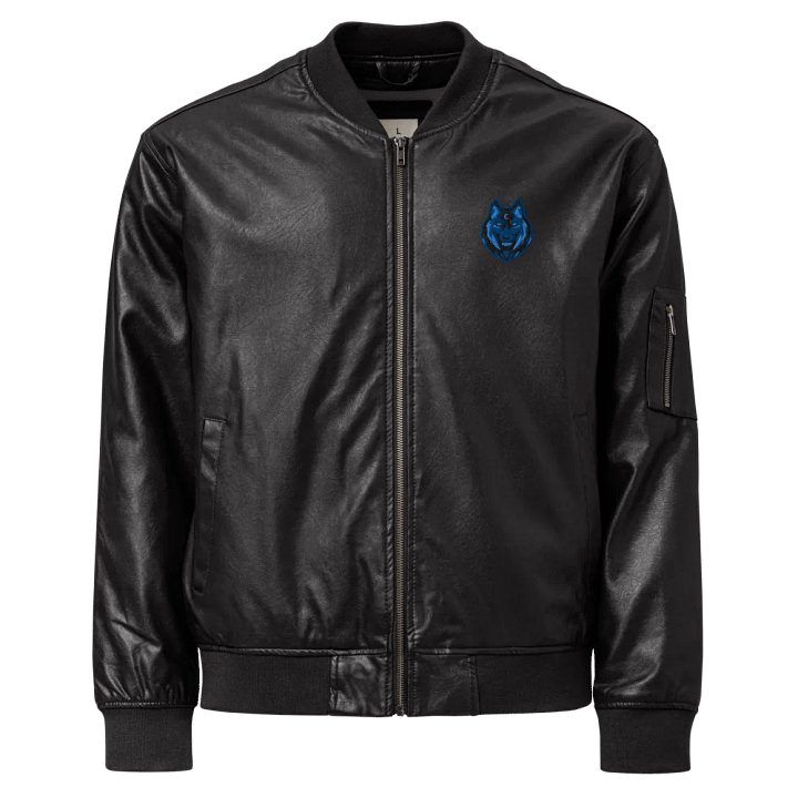 Mystic Wolf Faux Leather Bomber Jacket product image (1)