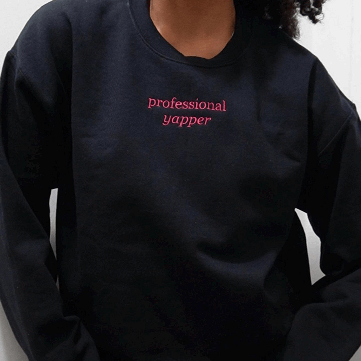 Embroidered Professional Yapper Crewneck - Pink Text product image (1)