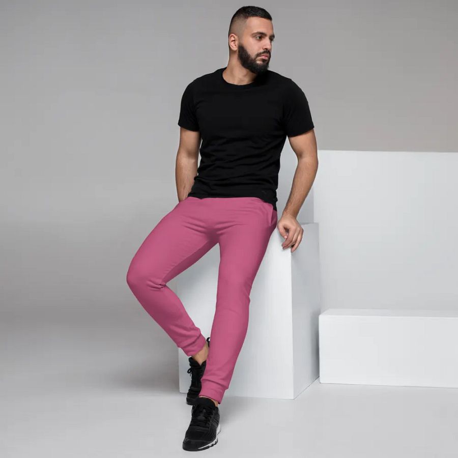 Plain Muted Blush Pink True Summer Recycled Polyester Premium Men's Joggers by Treasure Pie product image (7)