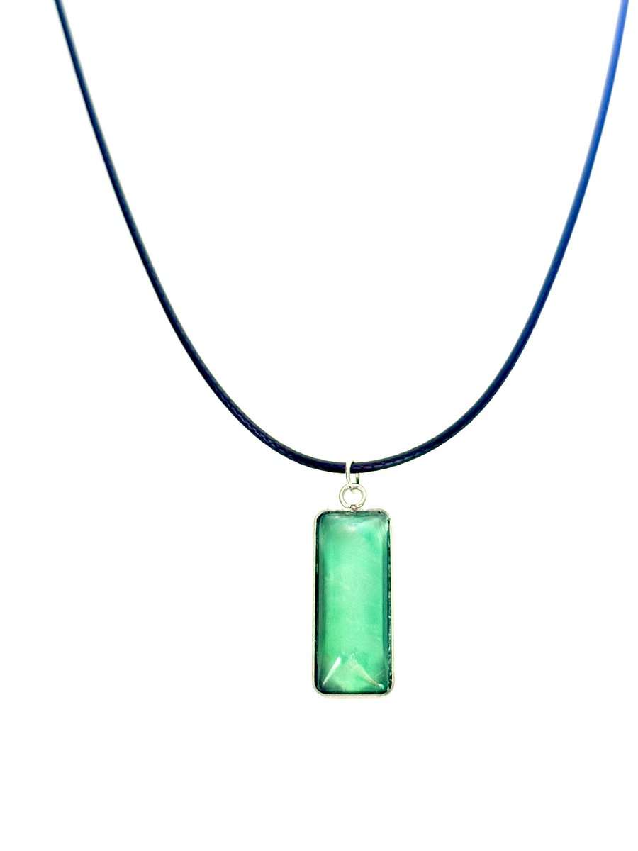 Electric Tide Pendant Necklace | Blue Green | Rectangle Cabochon | Monique Faella Designs™ | MFD-00151 product image (3)