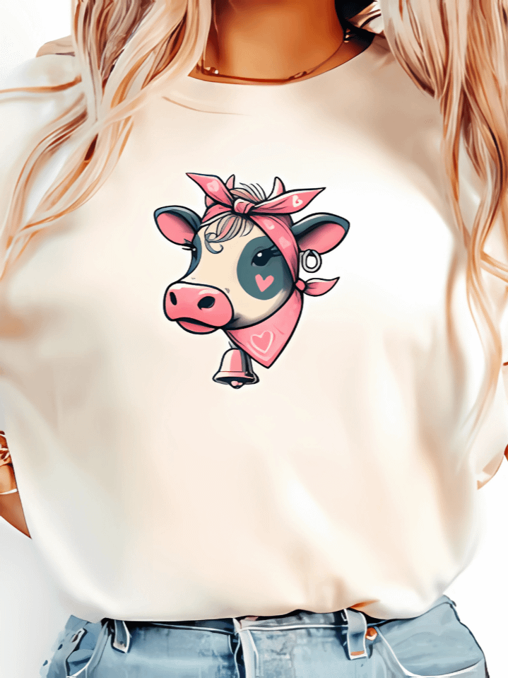 Valentine’s Cow T-Shirt PNG – Adorable Heart & Cow Design for Women – Perfect Valentine’s Day Gift – Instant Download (300 DPI) product image (1)