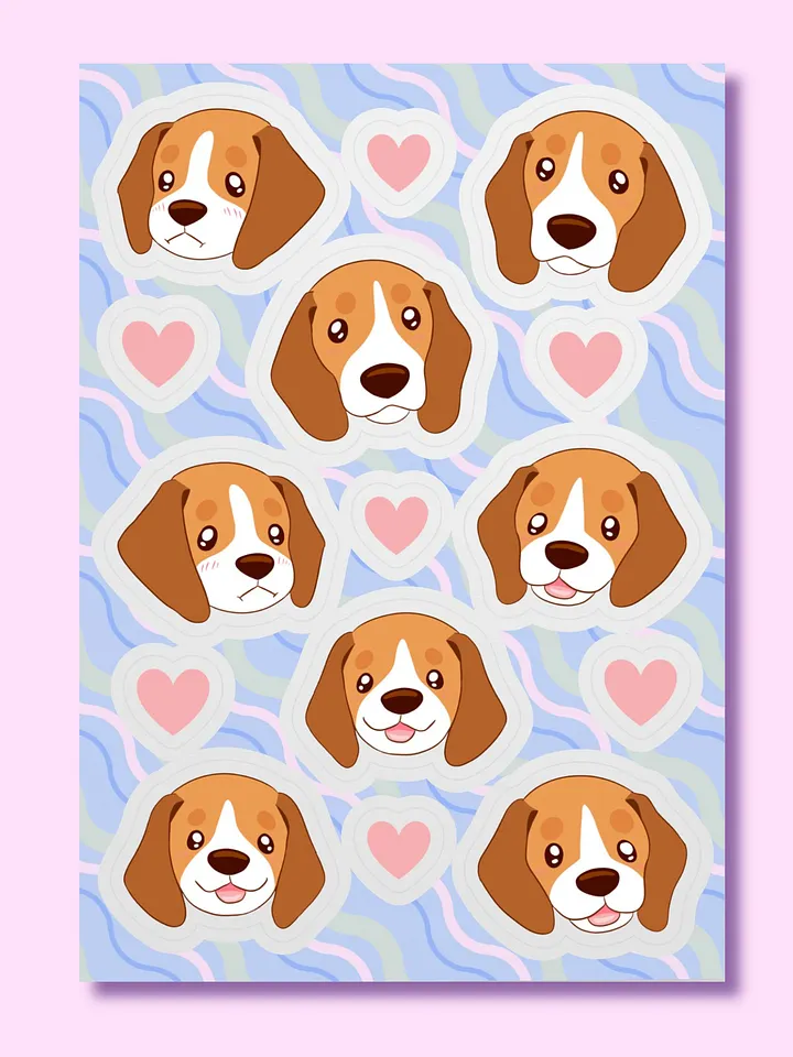 Beagle Puppy Faces Sticker Sheet product image (1)