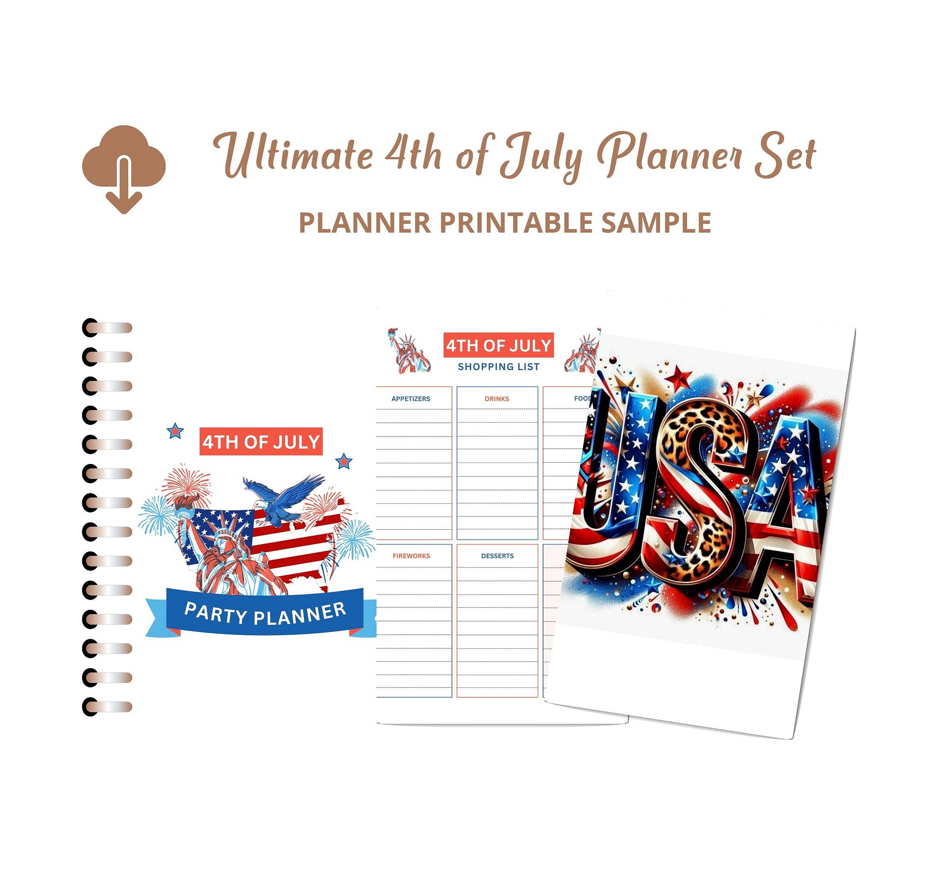Ultimate 4th of July Planner Set | Meal, Shopping, Guest Lists & Party Planning Checklists | Printable Patriotic Organizer product image (3)