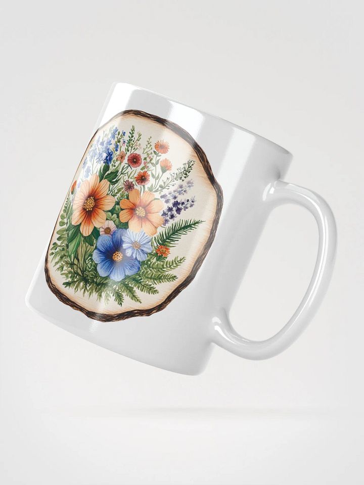 Blue Wildflower Round Wood Art Ceramic Mug product image (4)