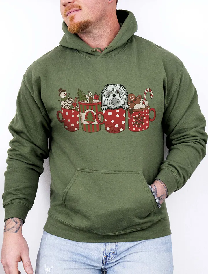 Cute Maltese(2) in a Christmas Cup Hooded Sweatshirt | Funny Christmas Pup in a Cup product image (11)